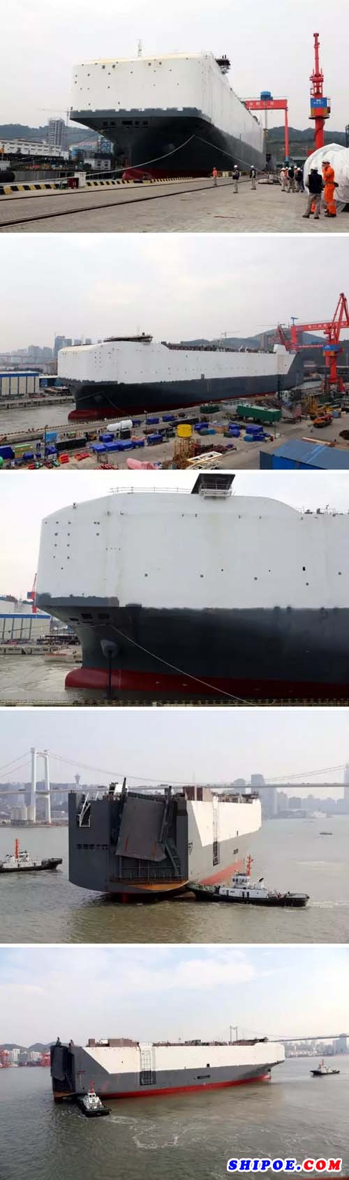 厦船造第四艘世界最大汽车滚装船顺利出坞