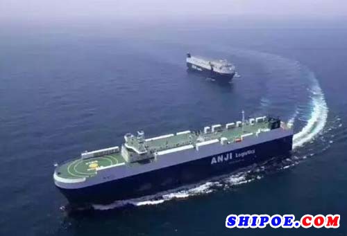 上海船舶研究设计院设计的智能型3800车位汽车运输船（PCTC）“安吉23”号命名并完成首航