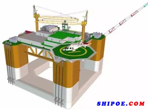该两型平台整体上均采取传统的环形浮筒及四立柱浮体方案
