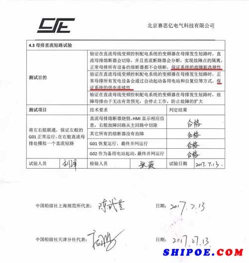 CCS認可的直流組網系統短路試驗報告