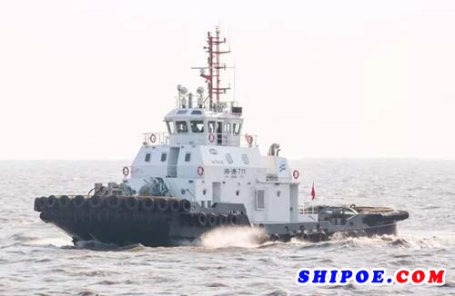 國(guó)內(nèi)首制油電混合動(dòng)力拖輪-“海港711”輪順利試航