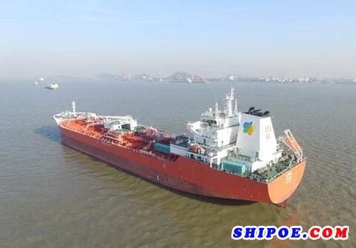 韩通船舶一艘38000吨不锈钢化学品船圆满试航归来