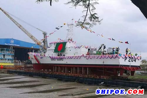 港船重工与孟加拉国合作建造的海警巡逻艇下水