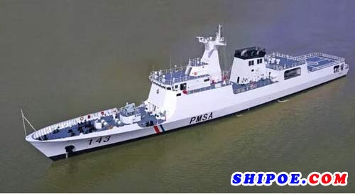中船集团为巴基斯坦设计建造的1500吨级海事巡逻船交付