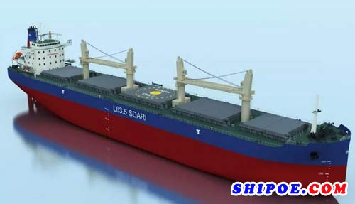 上船院设计63500吨散货船在南通象屿船厂批量建造