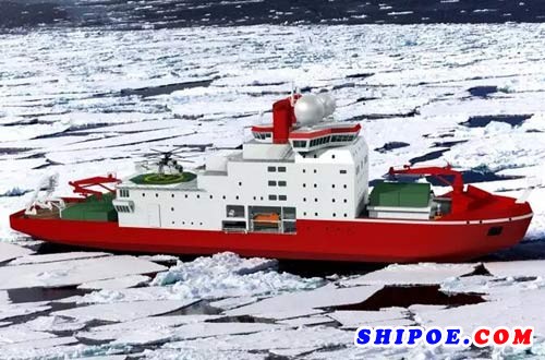 我国第一艘自主建造极地科考破冰船“雪龙2”号雄姿初现