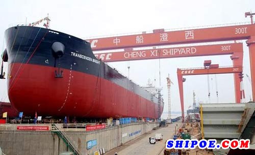 中船澄西为中船租赁建造的 18号8.2万吨散货船在扬州公司船台顺利下水