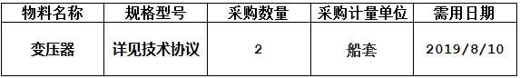 N915/N916变压器的采购询价公告