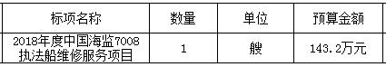 中國海監(jiān)7008執(zhí)法船維修服務(wù)項目的公開招標(biāo)公告