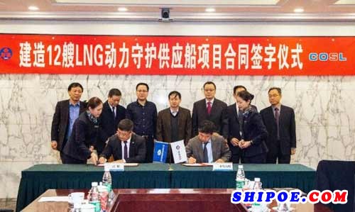 武船集团签订中海油服两型8艘4000马力LNG动力守护供应船建造合同