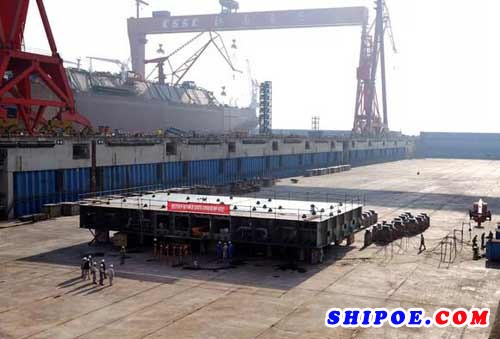 沪东中华造船首艘22000箱船开始坞内建造