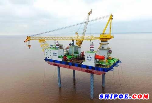 润邦海洋为江苏亨通蓝德海洋工程有限公司（以下简称蓝德公司）建造的“华电稳强”号自升式海上风电作业平台