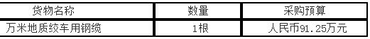 萬米地質絞車用鋼纜采購項目競爭性磋商公告