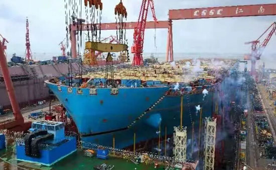 沪东中华22000TEU首制船实现全船贯通