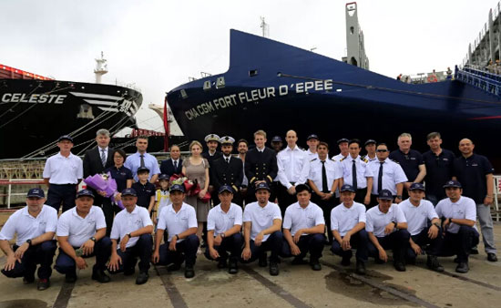 舟山中远海运重工交付的达飞系列箱船项目赢得客户好评