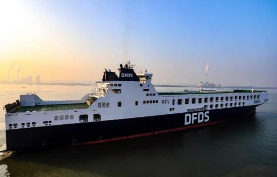 金陵船厂为丹麦DFDS公司建造的第四艘6700米车道滚装船成功交付