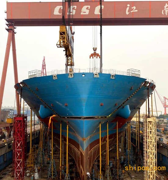 沪东中华建造23000箱集装箱船H3036船顺利完成全船贯通节点