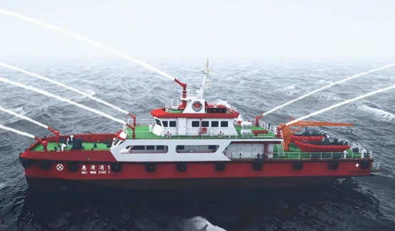 江龙船艇承建惠州大亚湾600吨级沿海消防船顺利下水