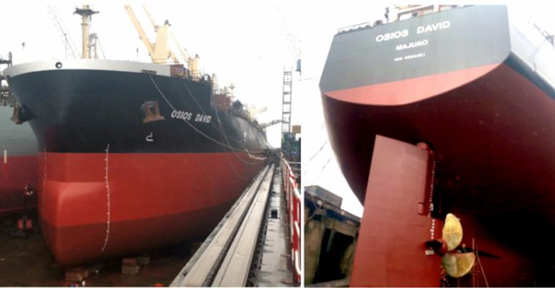 鱼童助力OSIOS DAVID散货船完成坞修保养工作