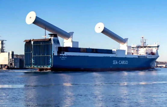 全球首艘安装可倾斜旋筒风帆滚装船“SC Connector”号完成“首秀”