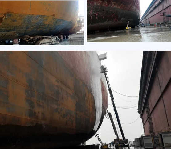 上海中远海运重工超高压水除锈作业取得新突破