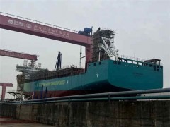 國內首艘小型甲醇雙燃料集裝箱船在新大洋造船下水